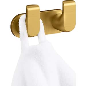 Avid J-Hook Robe Hook in Vibrant Brushed Moderne Brass