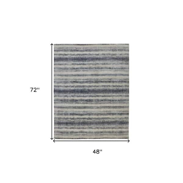 2 ft. x 8 ft. Ivory, Blue Abstract Area Rug