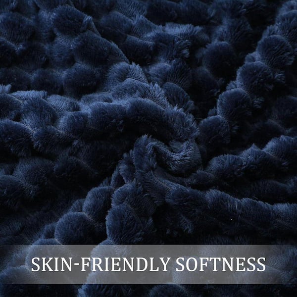 Afoxsos Modern Extra Large Soft Fleece Navy Blue Throw Blanket for