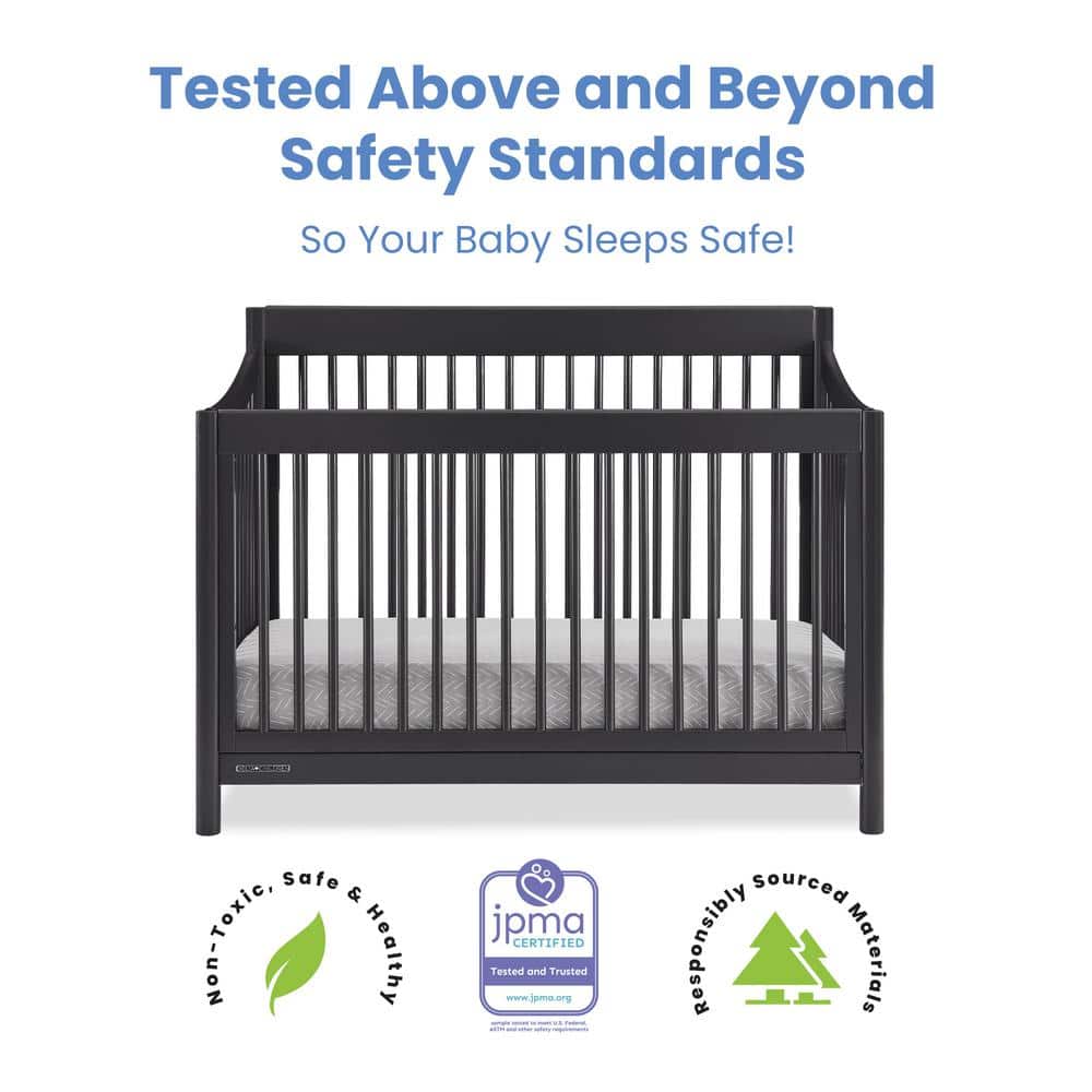 Midnight Grey 6-in-1 Convertible Crib with Modern Spindles