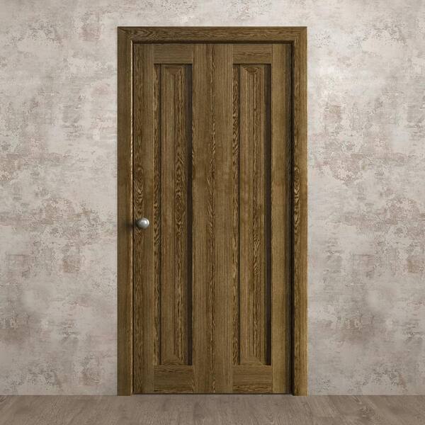 Sartodoors Assemble Required 64 in. x 80 in. Marble Oak Solid Wood