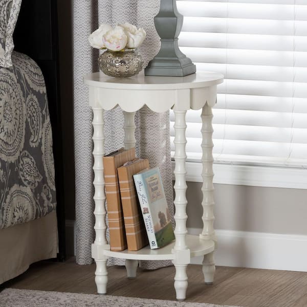 Sally White Wood Nightstand with Shelf