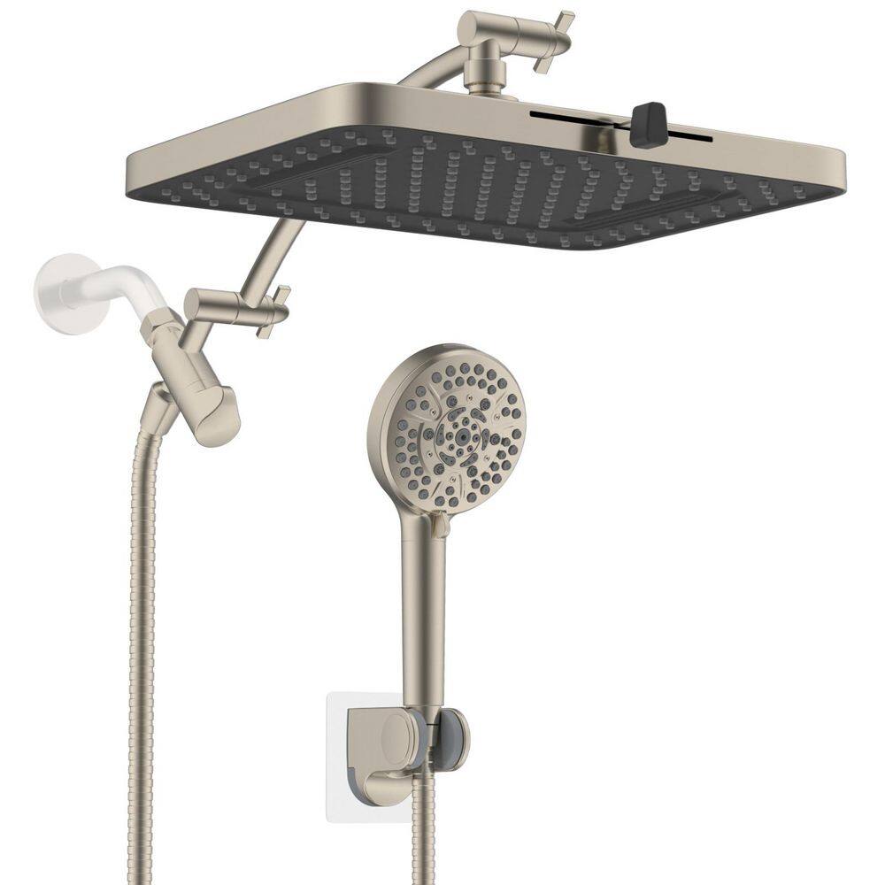 High Pressure 10-spray 13 in. Wall Mount Dual Fixed and Handheld Shower Head 1.8 GPM in Brushed Nickel Finish price history on PriceWatchPro