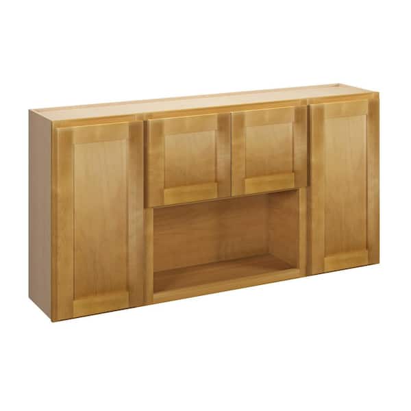 Aberdeen Recessed 60 in. W x 30 in. H x 12 in. D in Caramel Plywood Assembled Wall Cabinet