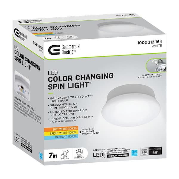 Commercial Electric Spin Light 7 in. Closet Rated Selectable CCT