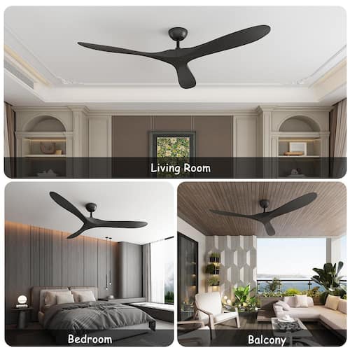 52 in. Indoor/Outdoor Use Black 3 ABS Blades Propeller Ceiling Fan with Remote Control, DC Motor, 6-Speed Adjustable Ceiling Fans