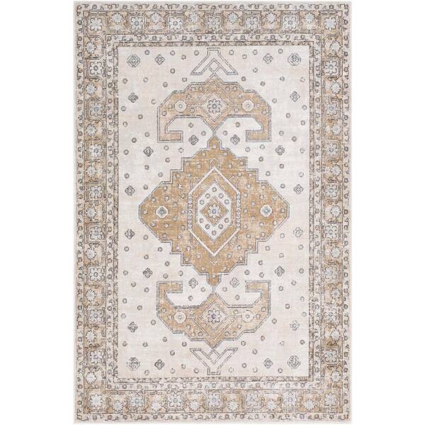Livabliss Indigo Tan Medallion 4 ft. x 6 ft. Indoor Area Rug