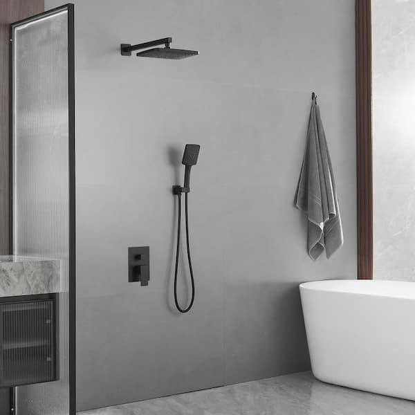 Single Handle 3-Spray Shower Faucet 2.5 GPM with Easy to Install, Adjustable Flow Rate in Matte Black