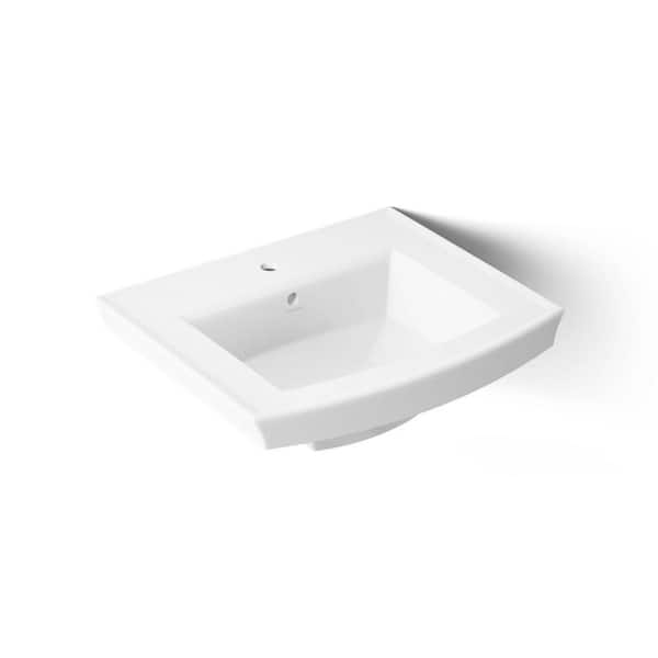 Archer 24 in. x 11.94 in. Pedestal Bathroom Sink in White Vitreous China