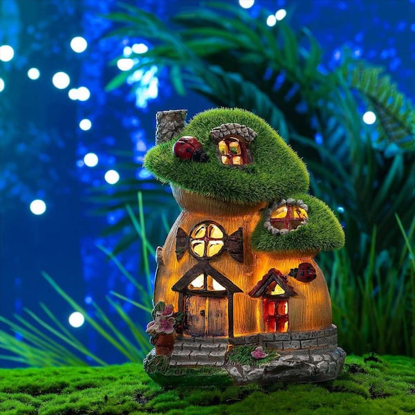 NO 83ぽゆうる三角屋根welcome MY Garden 5段ブラウン Green Resin Solar Mushroom Garden Statue Z07W7Y1S6X - The Home Depot