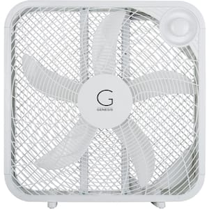 20 in. Box Fan 3-Settings Silent Cooling Technology Carry Handle 20 in. White