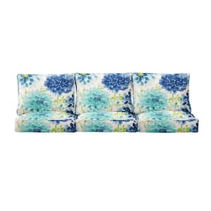 Sorra Home 25 in. x 23 in. x 5 in. Deep Seating Outdoor/Indoor Couch Cushion Set in Gardenia Seaglass