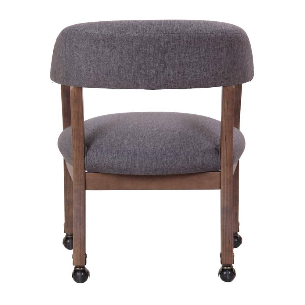 Refined Rustic Slate Gray Linen Captain's Desk Chair with Casters