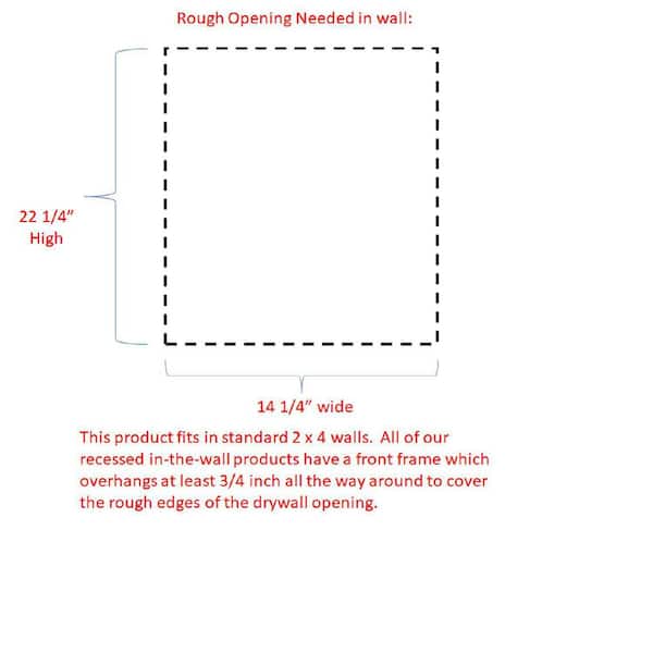WG Wood Products Fieldstone Shaker 15.5 in. W x 23.5 in. H White Enamel Recessed Medicine Cabinet without Mirror Style Frameless
