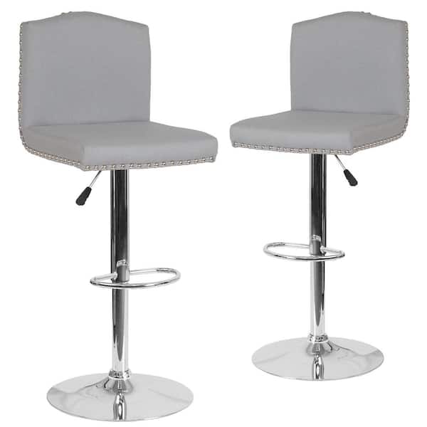 Carnegy Avenue 32.5 in. Light Gray Fabric Bar Stool (Set of 2)