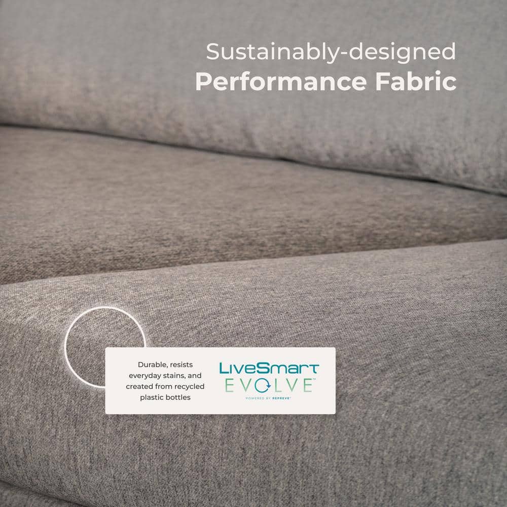Flex 69.5" Gray Solid Fabric Loveseat with Track Arm & Pillow Back