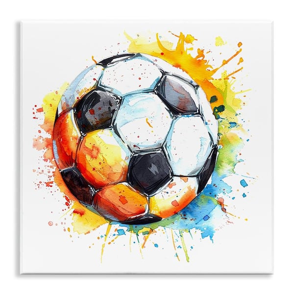 Stupell Industries Soccer Ball Bright Splash by LSR Design Studio Unframed Sports Graphic Art Print 12 in. x 12 in.