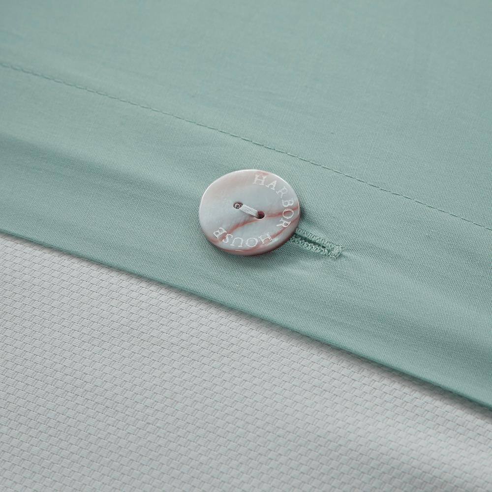 Turquoise Cotton Jacquard Coastal Queen Duvet Cover Set