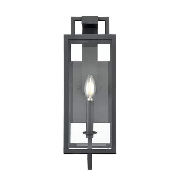 Millennium Lighting Lamont 18 in. 1-Light Textured Black Transitional Outdoor Hardwired Wall Sconce with Clear Glass
