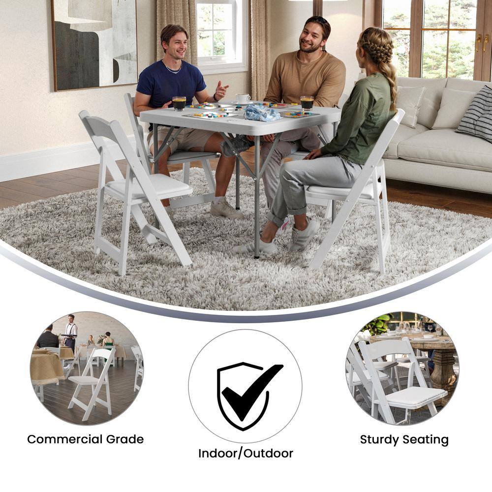 Hercules Series 30.5" White Beechwood Folding Chair with Vinyl Seat