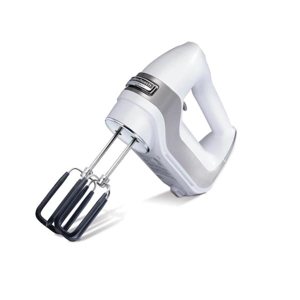 Hamilton Beach Professional 7-Speed White Hand Mixer with SoftScrape Beaters,  Whisk, Dough Hooks and Snap-On Storage Case 62656 - The Home Depot