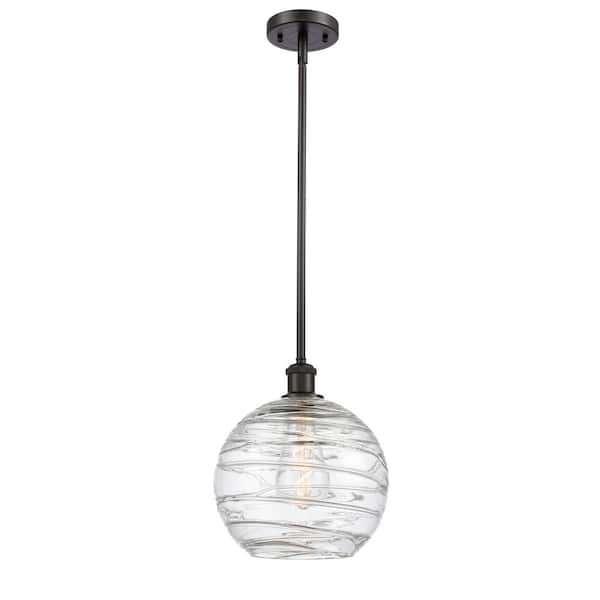 Innovations Athens Deco Swirl 1-Light Oil Rubbed Bronze, Clear Deco Swirl Shaded Pendant Light with Clear Deco Swirl Glass Shade