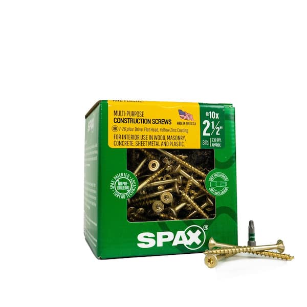 SPAX #10 x 2-1/2 in. T-Star Plus Flat Head Yellow Zinc Multi-Material Screw 230-Count