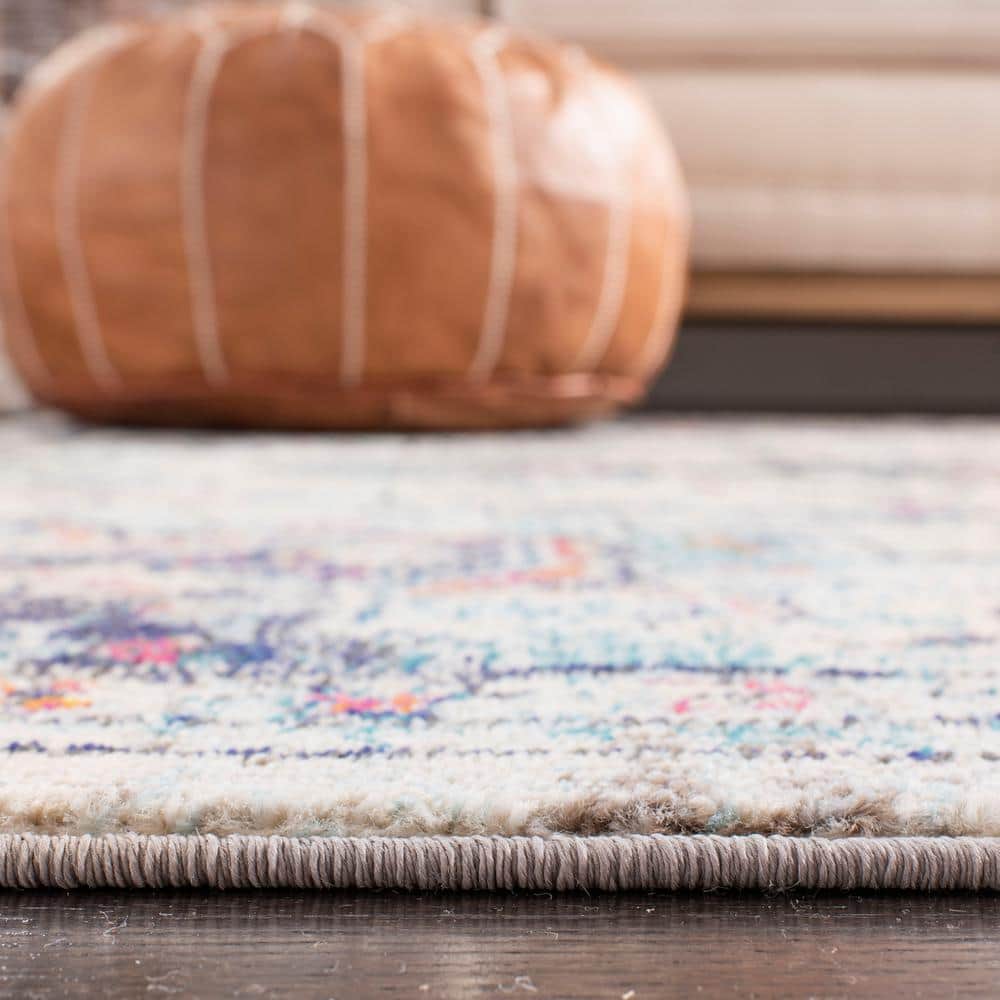 Madison Blue and Cream Stain-Resistant Rectangular Area Rug