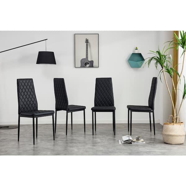 Unbrand set of 6 dining side chair pvc deals high back metal legs kitchen home furniture black