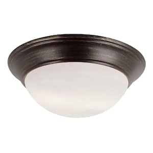 Bolton 16 in. 3-Light Rubbed Oil Bronze Flush Mount with Frosted Glass Shade