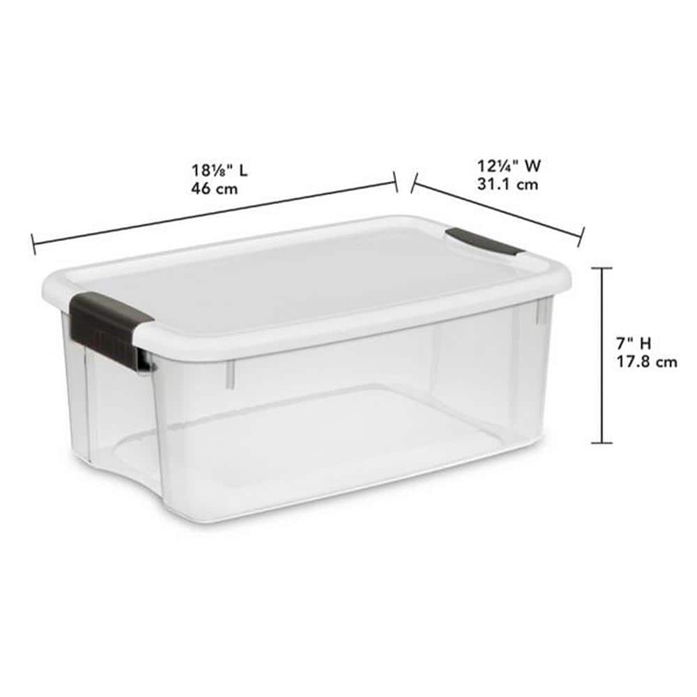 Clear Plastic Stackable Storage Bins with Latching Lids, 12-Pack