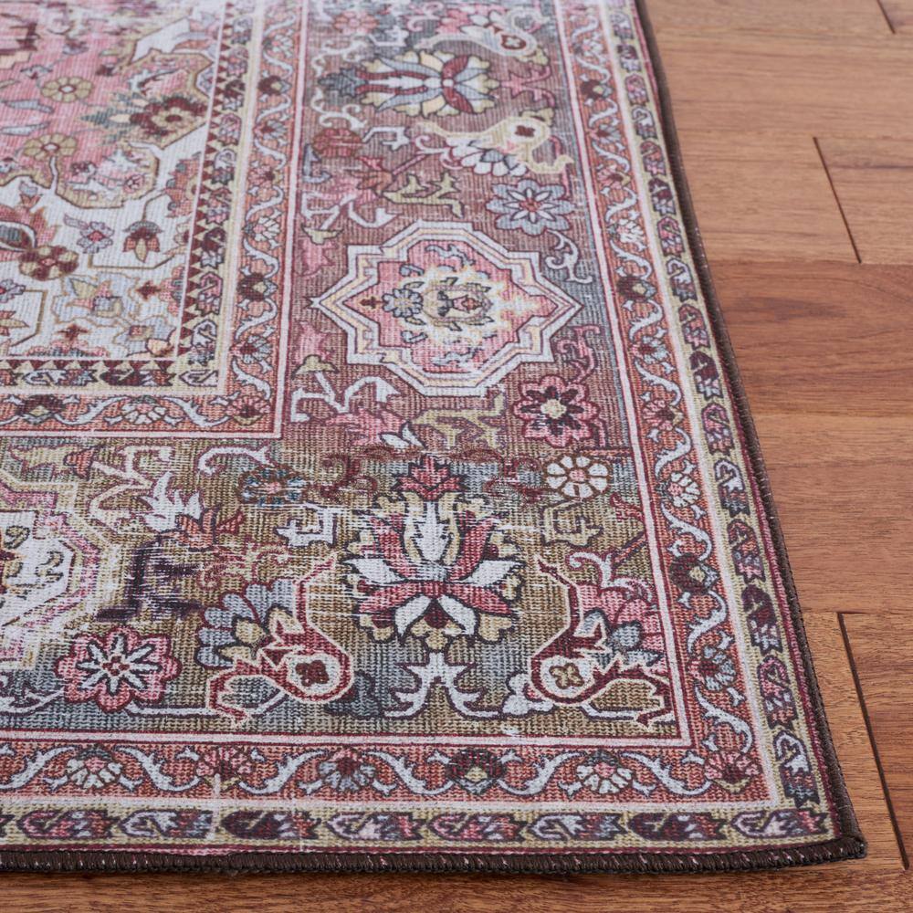 Tucson 6' x 6' Pink/Beige Synthetic Washable Area Rug