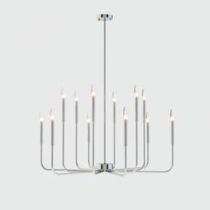 Boise 40 in. 12-Light Nickel Candlestick Transitional Island Chandelier for Kitchen Bedroom Living Dining Area