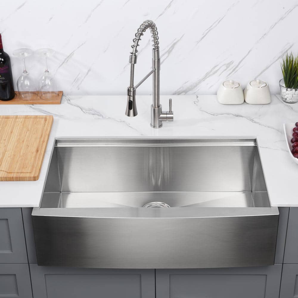 Farmhouse Apron Single Bowl Stainless Steel Kitchen Sink with Accessories