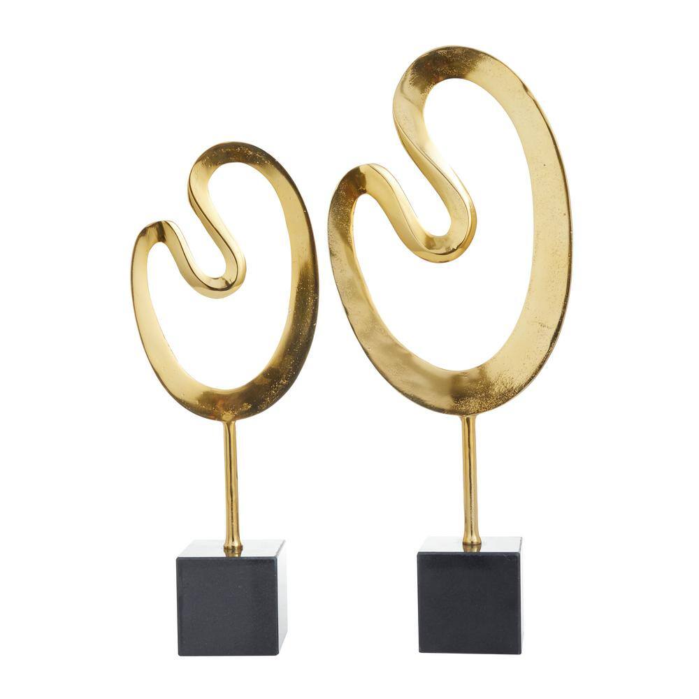 Contemporary Gold Marble Abstract Sculpture Set