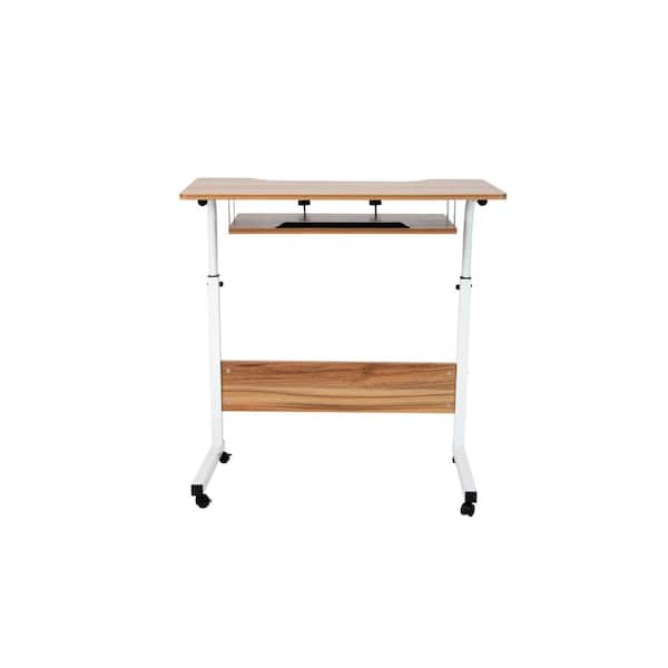 Mind Reader 31.5 in. Rectangular Brown Laptop Desk with Wheels