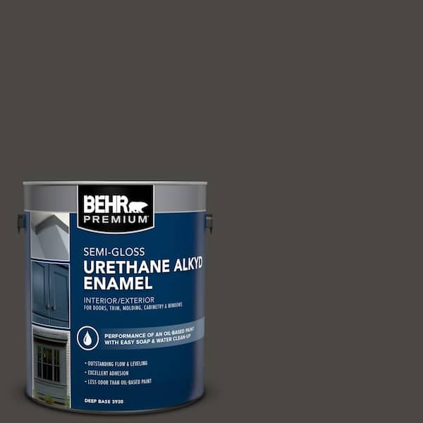 1 gal. #T16-01 Black Pearl Urethane Alkyd Semi-Gloss Enamel Interior/Exterior Paint