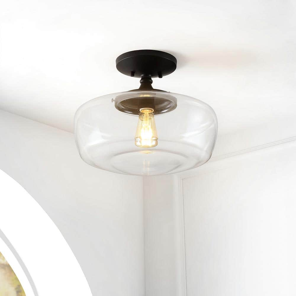 Marfa Glassiron Farmhouse Modern LED Flush Mount