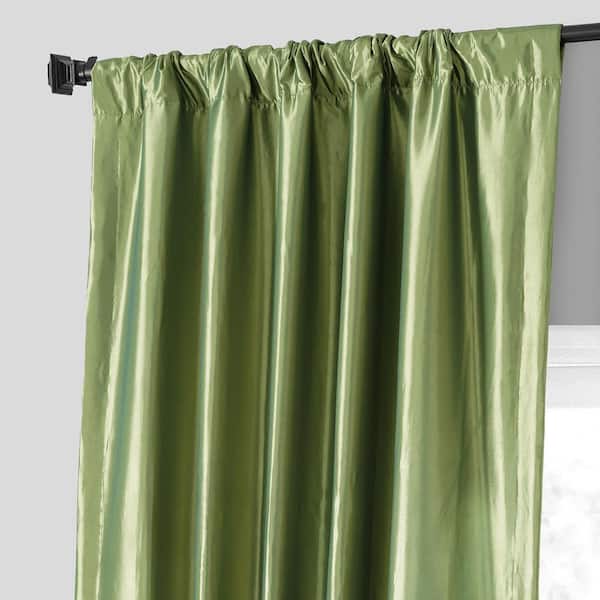 Exclusive Fabrics Furnishings Fern Green Light Filtering Faux Silk Taffeta Curtain 50 In W X 120 L Ptch Jsp100 The Home Depot Exclusive Fabrics Furnishings Fern, Green Taffeta Curtains
