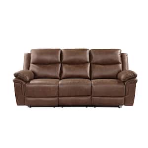 New Classic Furniture Ryland 88 in. Pillow Arm Polyester Rectangle Sofa in Brown