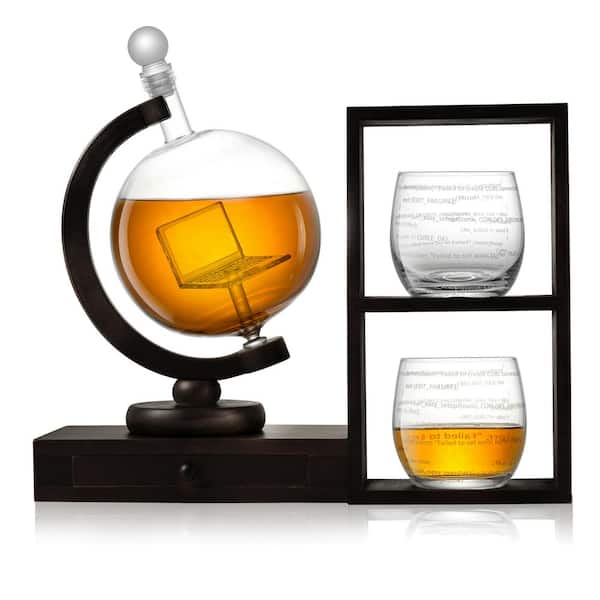 Whiskey Decanter Set for Men and Women - Whiskey Decanter, 2 Rocks Whiskey  Glasses, 8 Stainless Steel