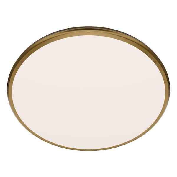 Parthenon 22 in. Aged Brass Flush Mount with Frosted Glass Shade Integrated LED Selectable 4CCT