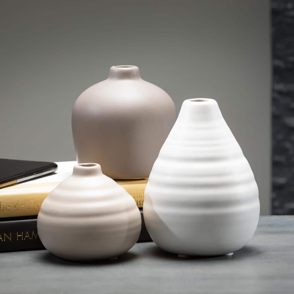 Neutral Ceramic Bud Table Vase Set of 3