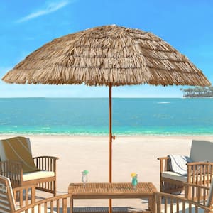 8' Thatch Patio Tiki Umbrella Hawaiian Hula Beach Umbrella, Straw Umbrella