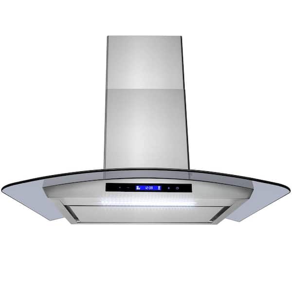 AKDY 30 in. Convertible Kitchen Wall Mount Range Hood in Stainless Steel with Tempered Glass, LEDs and Touch Control