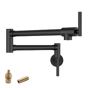 Wall Mounted Pot Filler Faucet with Double-Handle in Matte Black