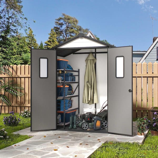 6 ft. W x 4 ft. D Outdoor Storage Resin Garden Shed for Backyard with Double Door (24 sq. ft.)