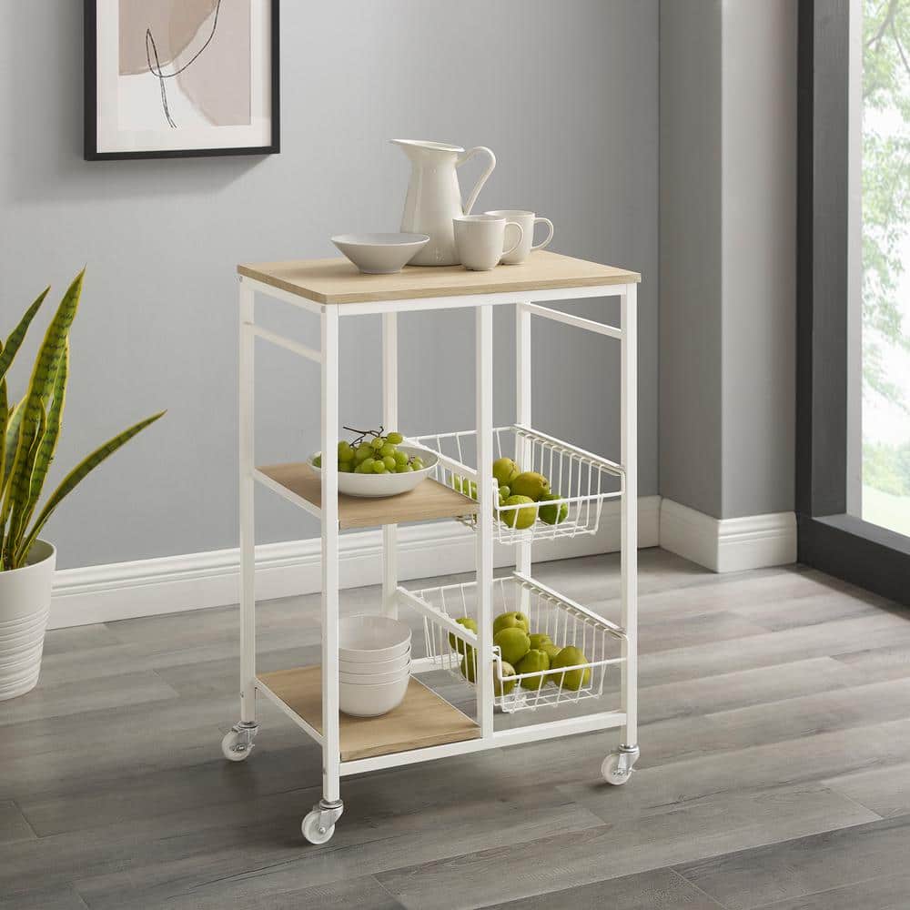 Linon Home Decor Tate White Small Kitchen Cart THD4525 The Home Depot