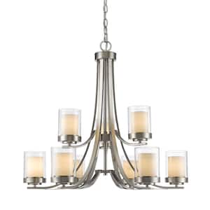 Willow 9-Light Brushed Nickel Chandelier with Glass Shade