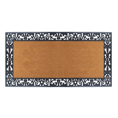 A1HC First Impression Black/Beige 30 in. x 60 in. Rubber and Coir, Heavy Duty, Extra Large Size Doormat